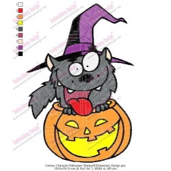 Cartoon Character Halloween Werewolf Embroidery Design